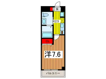 バージュアル浦和イースト(1K/2階)の間取り写真