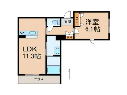 シャーメゾン山吹(1LDK/1階)の間取り写真
