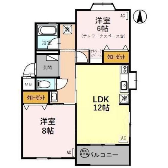 ボンヌールオカダ(2LDK/3階)の間取り写真