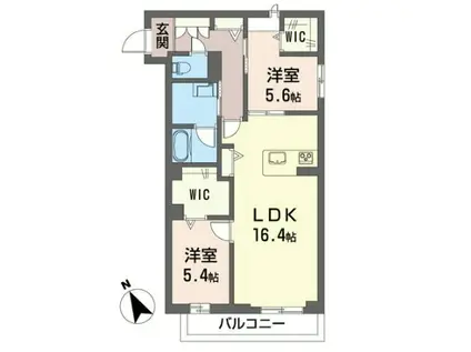 エスペランサ(2LDK/3階)の間取り写真