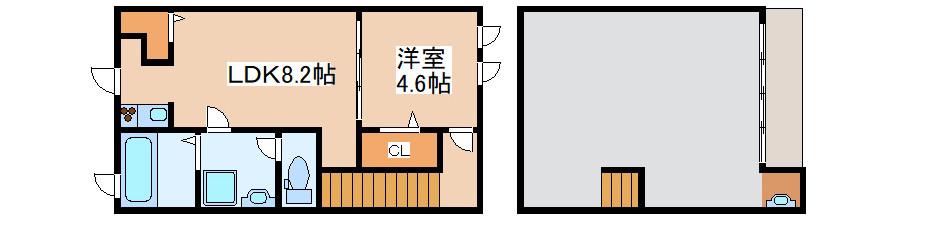 CASA MODERNO(1LDK/1階)の間取り写真