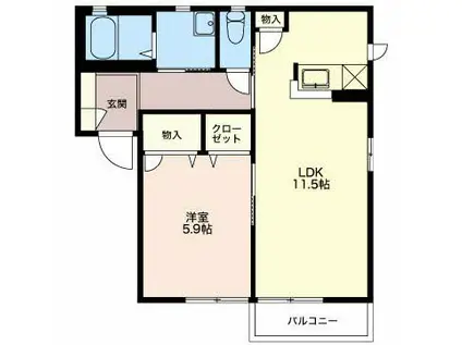 サニーコート A(1LDK/1階)の間取り写真