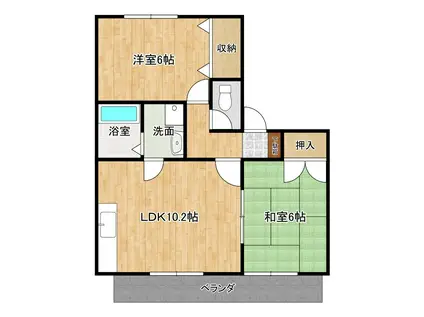スクハパークB棟(2LDK/2階)の間取り写真