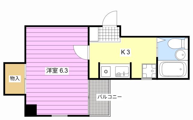 ルミシアII(1K/4階)の間取り写真