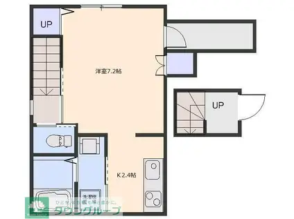 ルピナス(1K/2階)の間取り写真