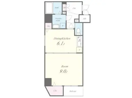 パラッツォクボタ(1DK/5階)の間取り写真