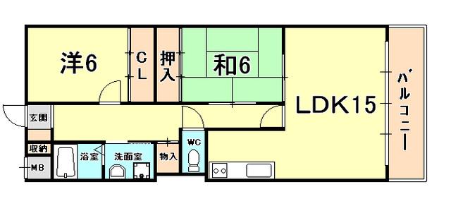 リップル(2LDK/3階)の間取り写真
