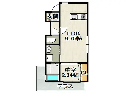 ティエラ逆瀬川(1LDK/1階)の間取り写真