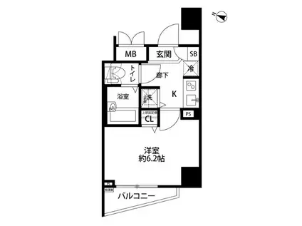 ドルチェ東京八重洲通(1K/3階)の間取り写真