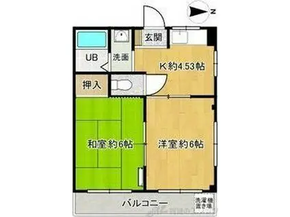 コーラルハイツ(2K/1階)の間取り写真