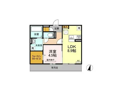 ルミエールIII(1LDK/1階)の間取り写真