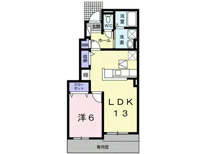フォルトゥーナ(1LDK/1階)の間取り写真