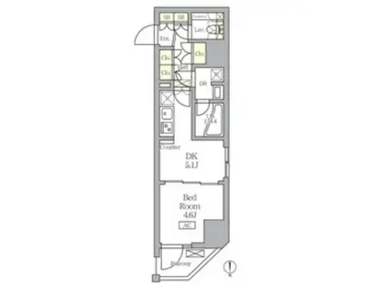 アジールコート王子(1DK/10階)の間取り写真