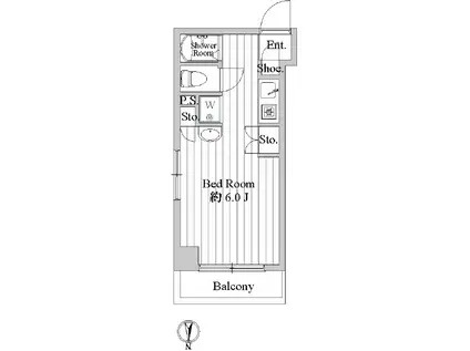 シーサイドビラ鵠沼(ワンルーム/2階)の間取り写真