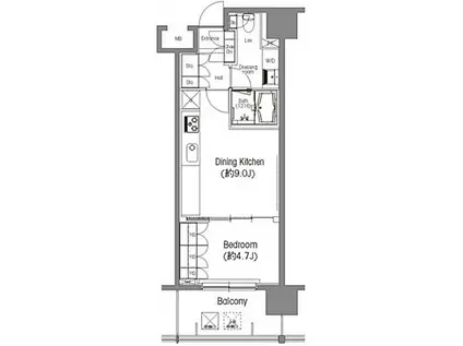 BPRレジデンス三田伊皿子坂 (1DK/5階)の間取り写真