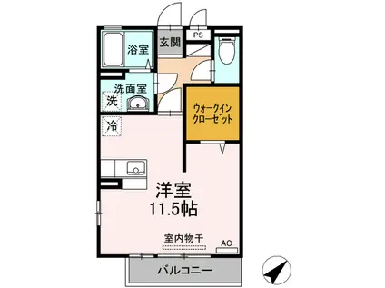 リビングタウン福山東B棟(ワンルーム/3階)の間取り写真