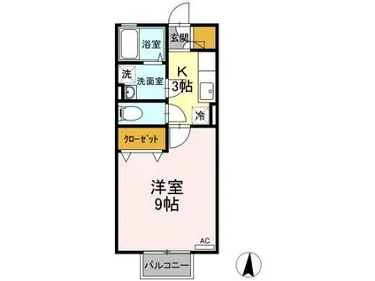 パークハイツ前田Z(1K/2階)の間取り写真