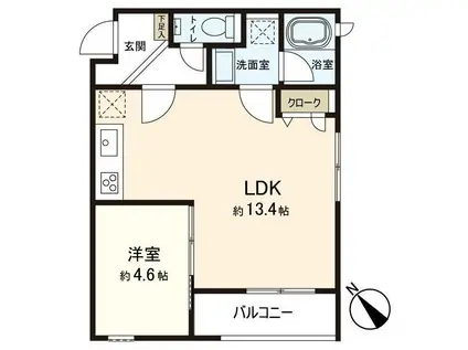 古江樂舎(1LDK/1階)の間取り写真