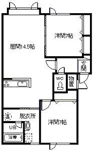 ポーチュラカD・E棟(2LDK/2階)の間取り写真