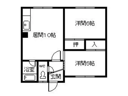 第2日の出マンション(2LDK/2階)の間取り写真