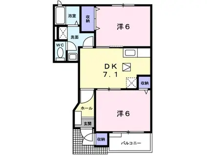 セレーノS(2DK/1階)の間取り写真