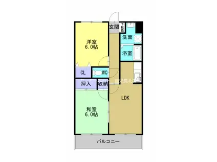 サニーコートE(2LDK/2階)の間取り写真