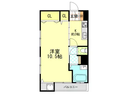 山手コーポラス(1K/3階)の間取り写真