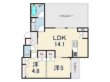 HEBEL MAISON 塚口(2LDK/4階)の間取り写真