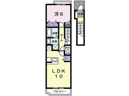 マーベル ヘブンII(1LDK/2階)の間取り写真