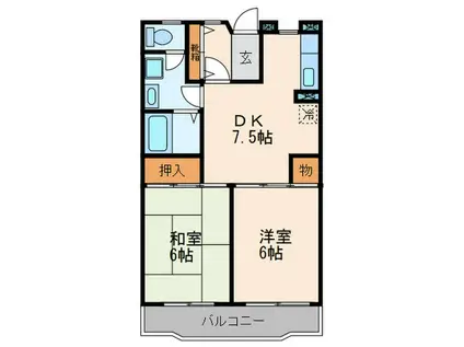 クレール大森(2DK/2階)の間取り写真