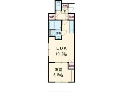 シャインS栄田(1LDK/1階)の間取り写真
