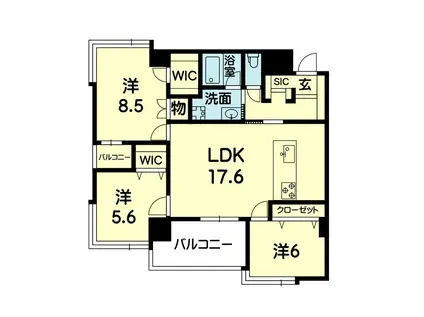 LA・CASA(3LDK/5階)の間取り写真