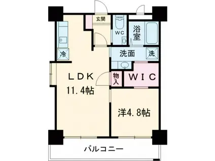 プレミアムタワー佐賀駅北(1LDK/6階)の間取り写真