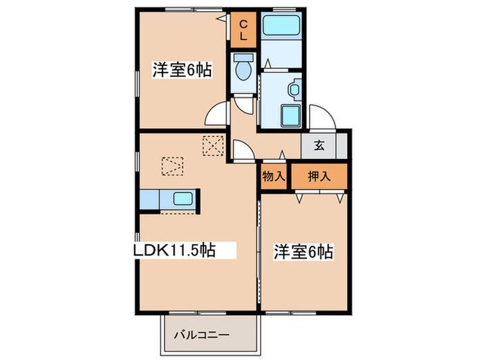 ドエル・HIRO(2LDK/1階)の間取り写真