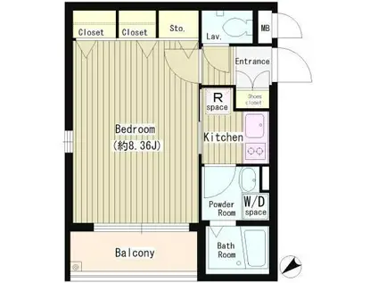 リバティコート千歳烏山(1K/1階)の間取り写真