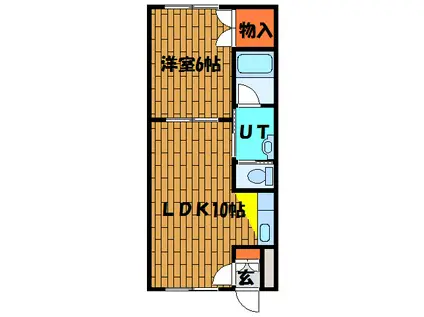 ピュアパレス豊川(1LDK/5階)の間取り写真