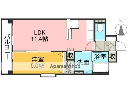 キャッスル山崎町(1LDK/2階)の間取り写真