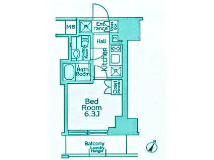 リージア大井町(1K/10階)の間取り写真