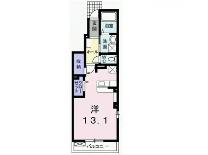 相生ヒルズ(1K/1階)の間取り写真