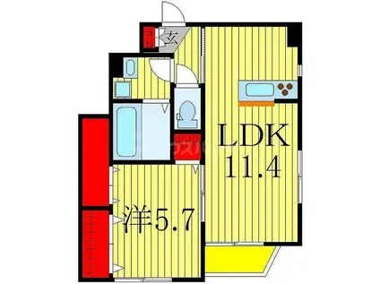 オーヴ流山(1LDK/1階)の間取り写真