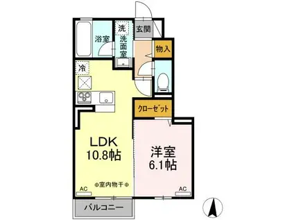 SOLANA(1LDK/1階)の間取り写真