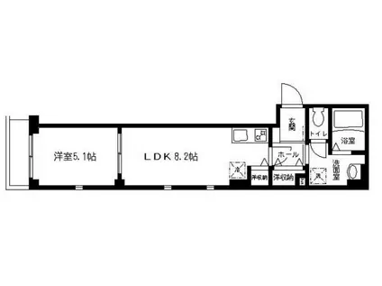 カーサミマール業平(1LDK/4階)の間取り写真