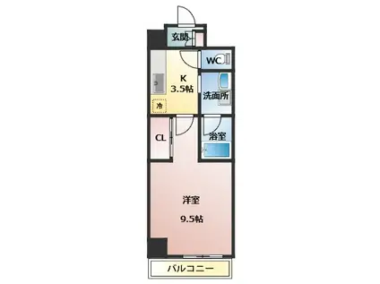 ゼフィール大曽根(1K/3階)の間取り写真