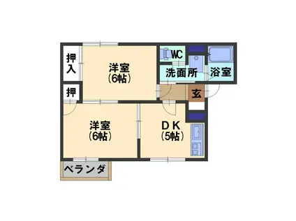 ブランニューハイツI(2DK/1階)の間取り写真