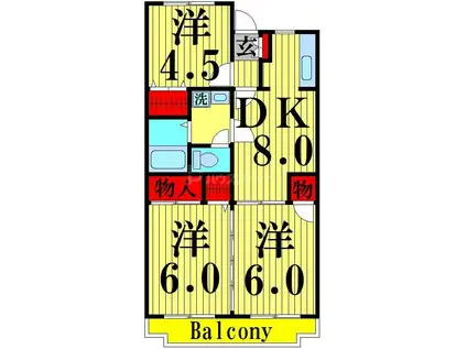 ガーデンヒル牛込(3DK/3階)の間取り写真