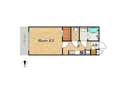 エトワールシャトレII(1K/2階)の間取り写真