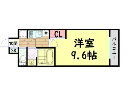 ソルテラス難波フロント(1K/3階)の間取り写真