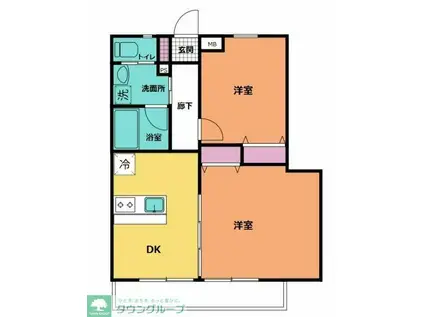 アステリア(2DK/2階)の間取り写真