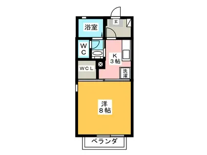 グランディール(ワンルーム/2階)の間取り写真