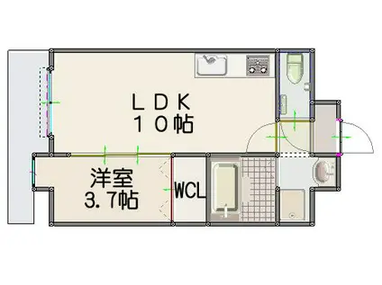 ルッシェ竹下駅前(1LDK/7階)の間取り写真